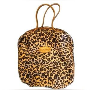 Lancome cosmetic makeup bag, toiletry case, travel, Faux Leopard, small 8"x4"
